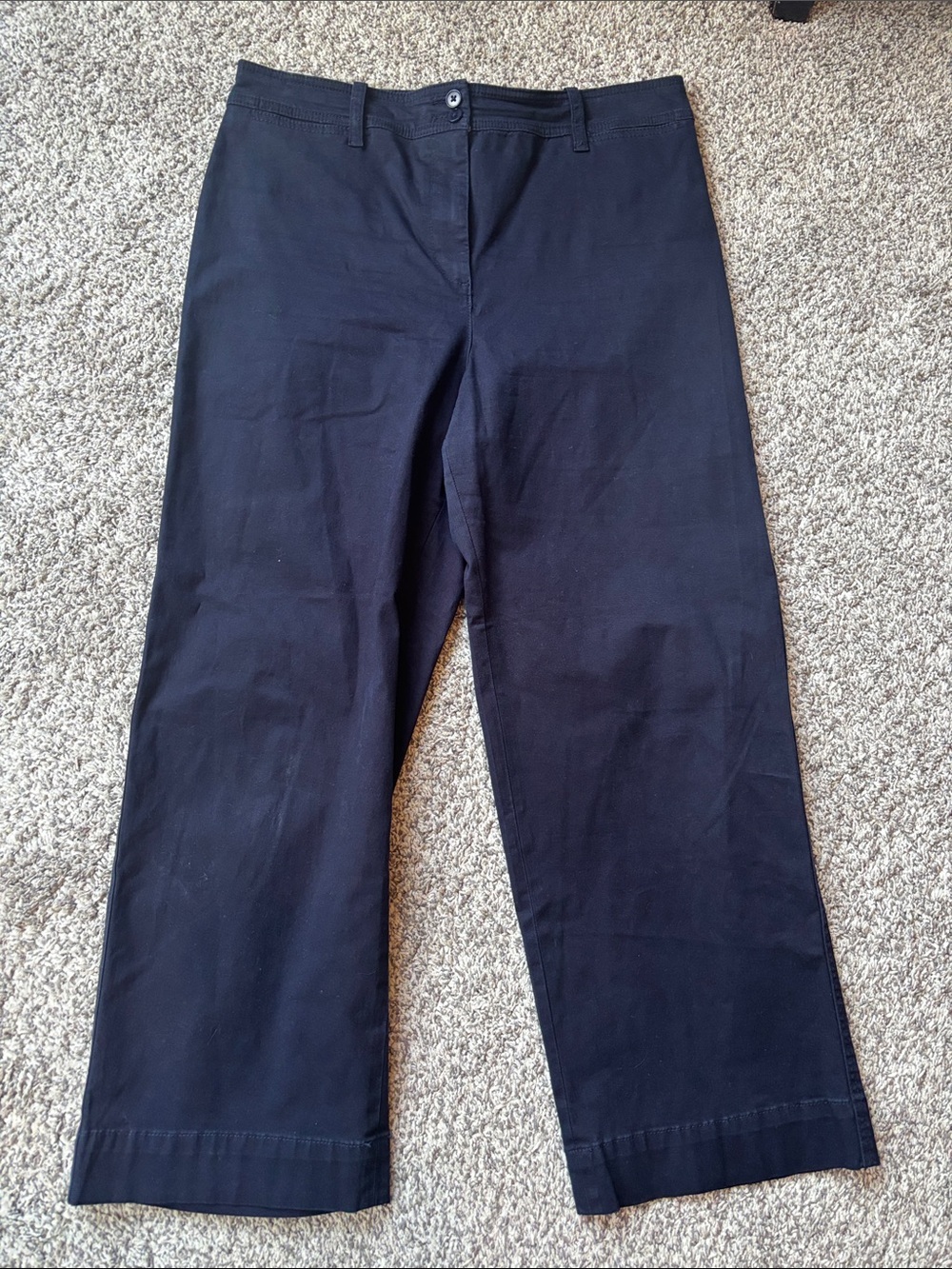 Talbots Navy Wide-Leg Cotton Blend Pants